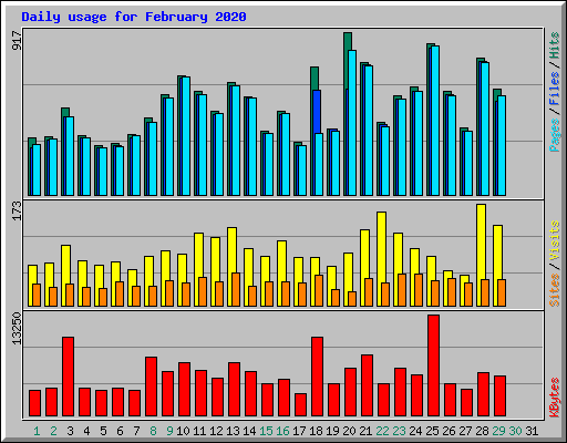 Daily usage for February 2020