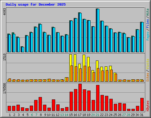 Daily usage for December 2025