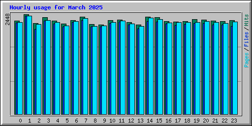 Hourly usage for March 2025